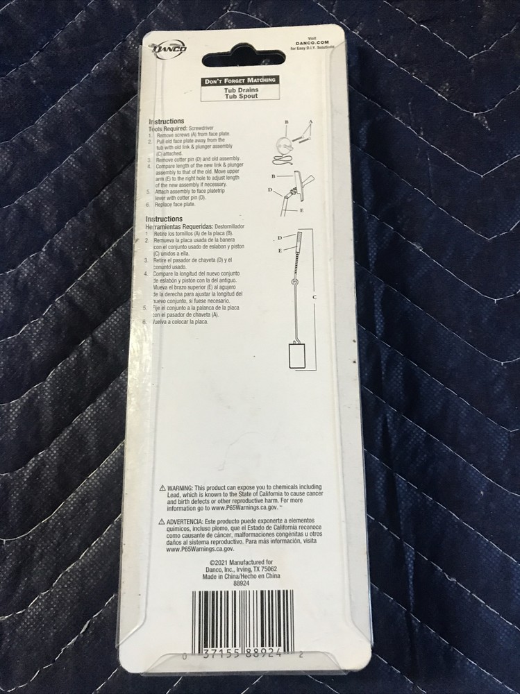 Danco 88924 Adjustable Tub Drain Linkage Assembly, Brass