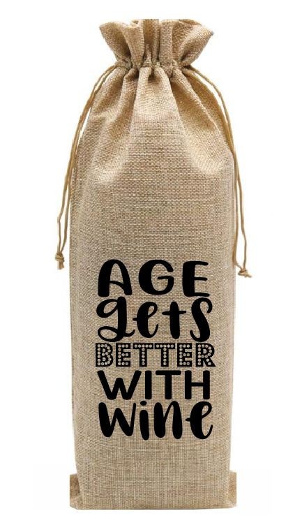 Burlap Drawstring Bottle Bag Better With Wine BOT01