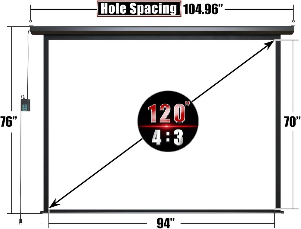 Energy-Efficient 120" Electric Projector Screen - Easy Installation & Cleaning