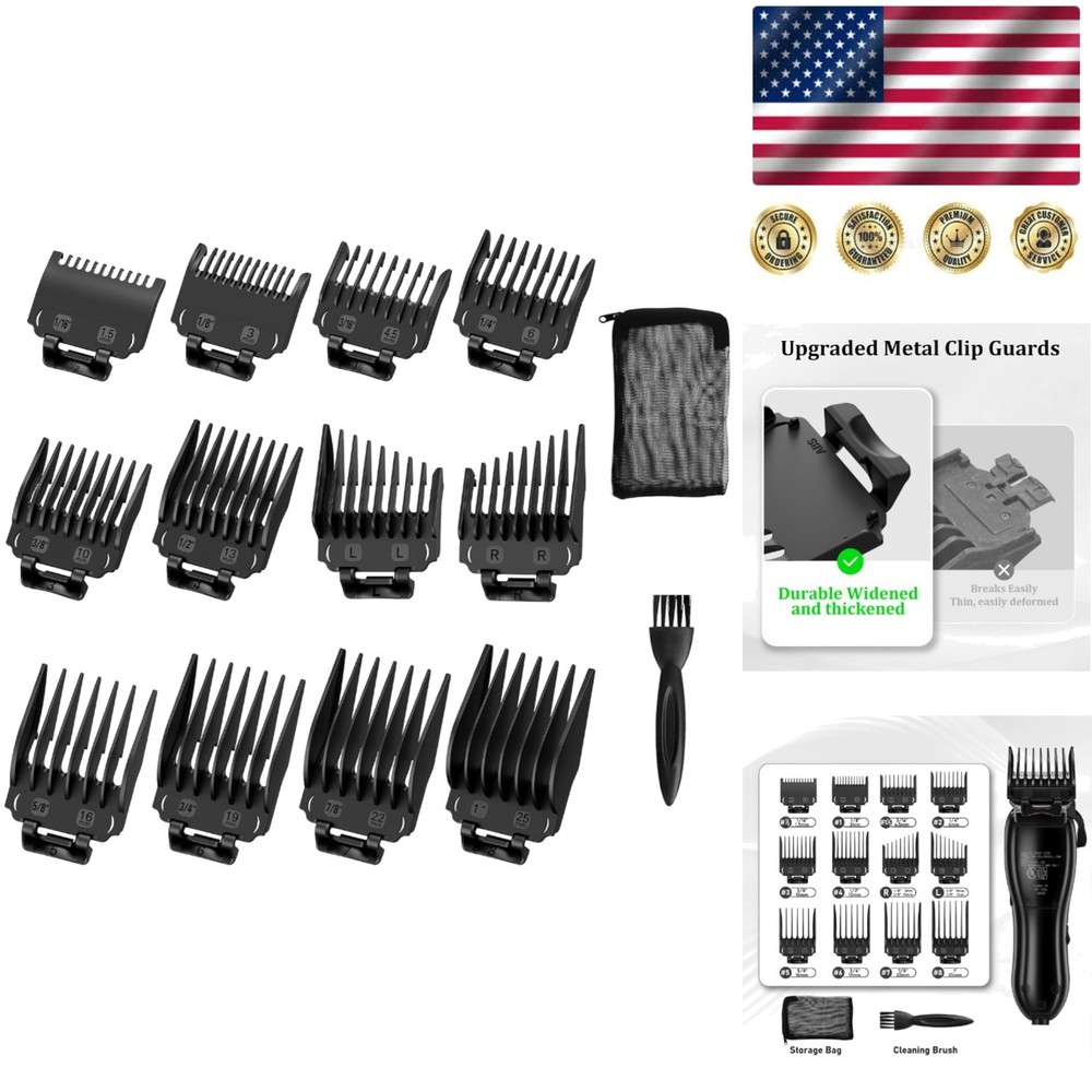 12-Pack Wahl Clipper Guard Set - Versatile Hair Cutting Combs & Taper Guards