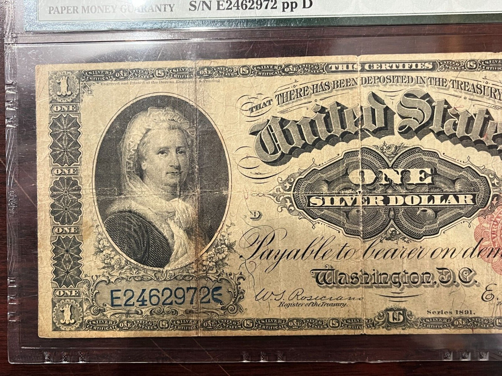 1891 $1 Silver Certificate, Fr#222, PMG VF20