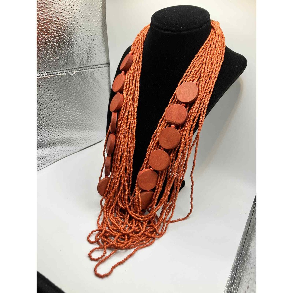 Burnt Orange Beaded 27.5" Necklace!