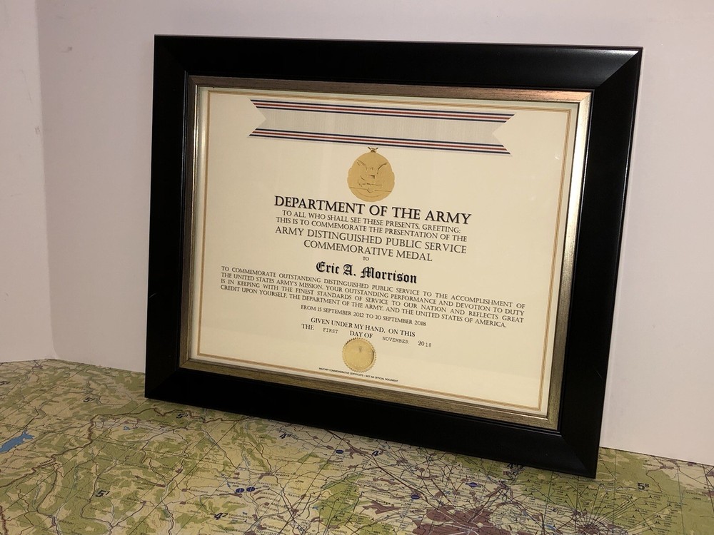 ARMY DISTINGUISHED PUBLIC SERVICE COMMEMORATIVE MEDAL CERTIFICATE ~ Type-1