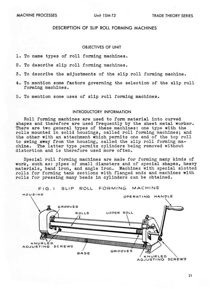 Sheet Metal Working Series- Machine Processes Instruction Manual #1321