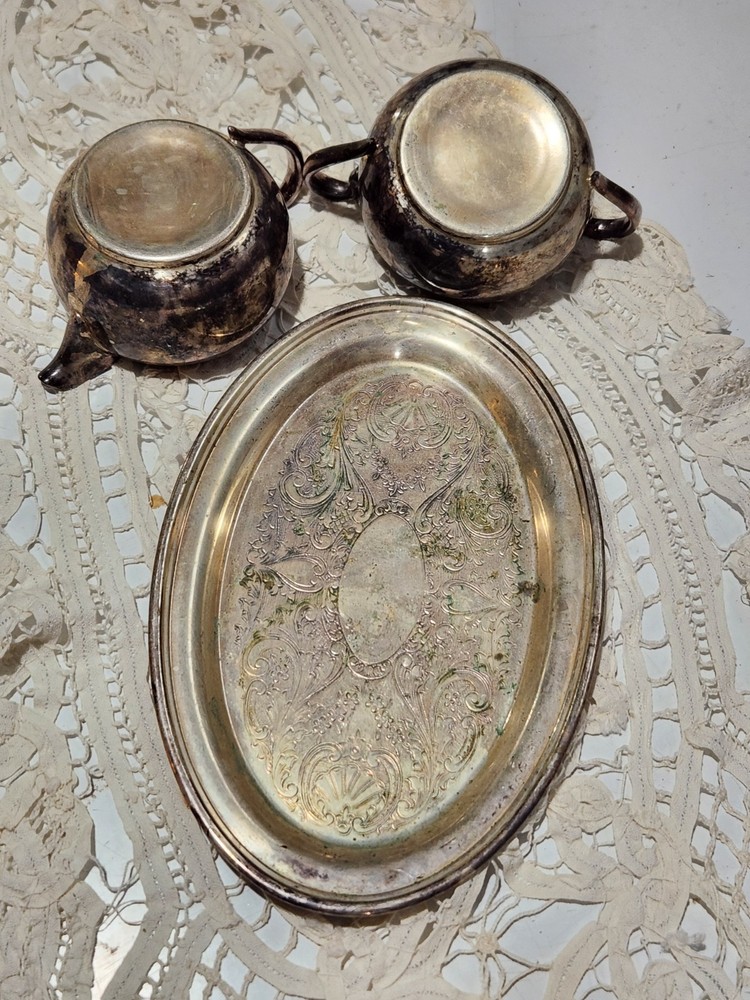 vintage silver plate cream and sugar set
