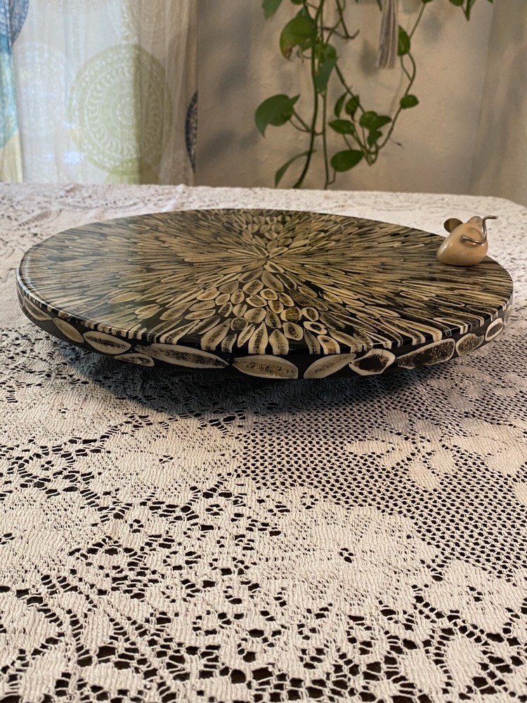 Landorada Bone Inlay Lazy Susan Stone Mouse Knob Neiman Marcus Boho Decor
