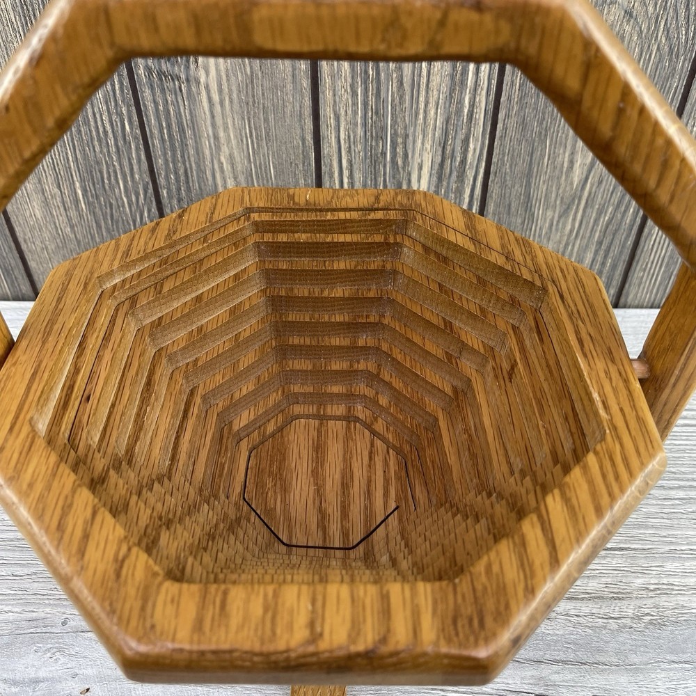 Handcrafted Wooden Collapsible Basket With Handle