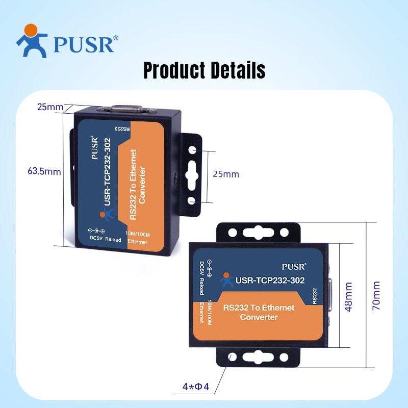 PUSR RS232 to Ethernet Modbus RTU to TCP Modbus Gateway USR-TCP232-302