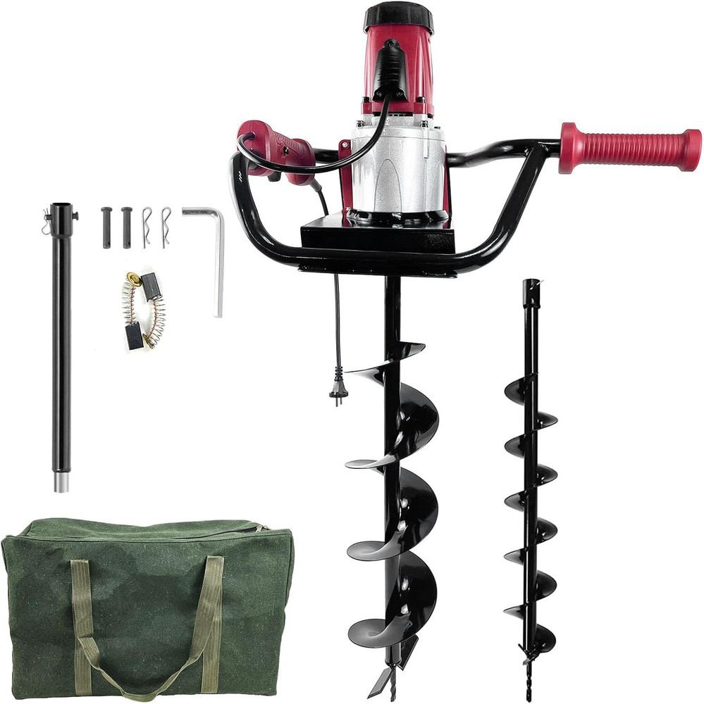 6-Inch & 4-Inch Electric Post-Hole Digger with Storage Bag, Earth Auger Drill, A
