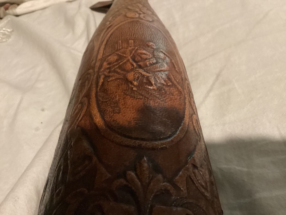 Vintage Beautiful Tooled Leather Conac Bottle