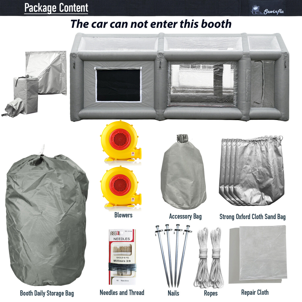 Sewinfla 20x10x9Ft Inflatable Paint Booth With Air Draft Device (Patent Applied)