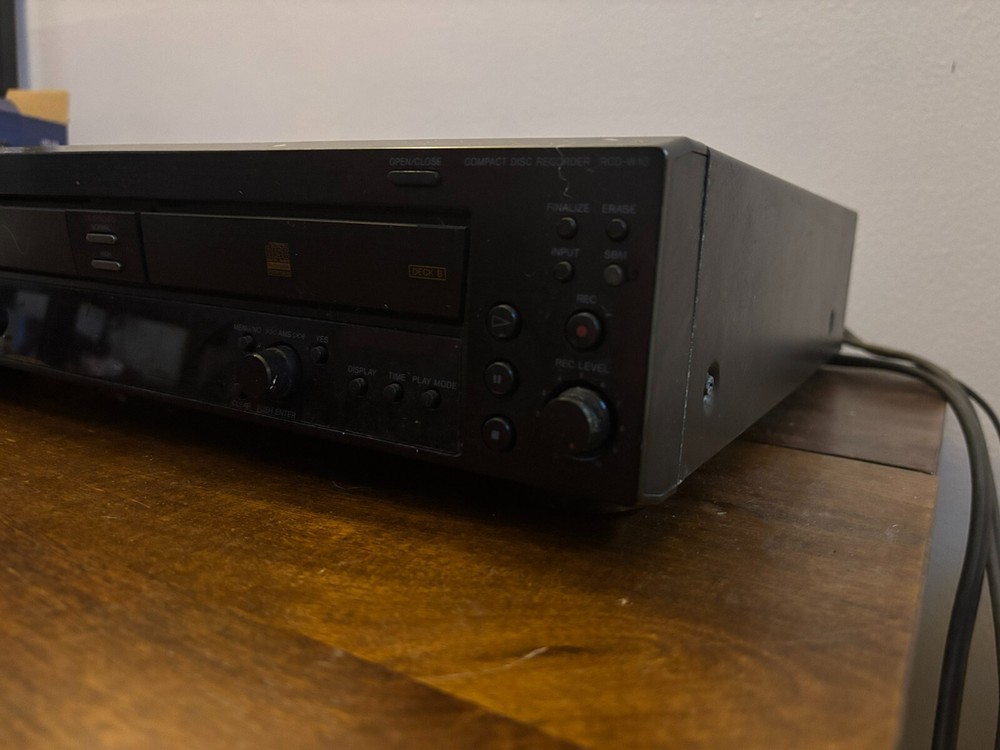 Rare Sony RCD-W10 Compact disc player Recorder Duplicator -Left reader defective