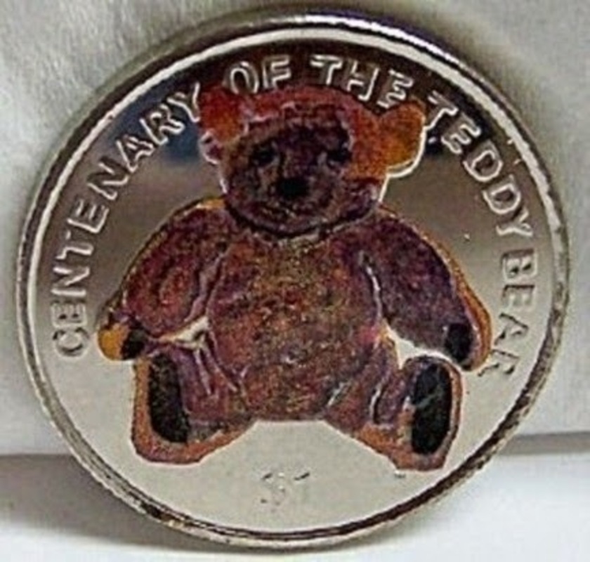 BVI TEDDY BEAR CENTENARY 2002 COLOR CUNI COIN UNC