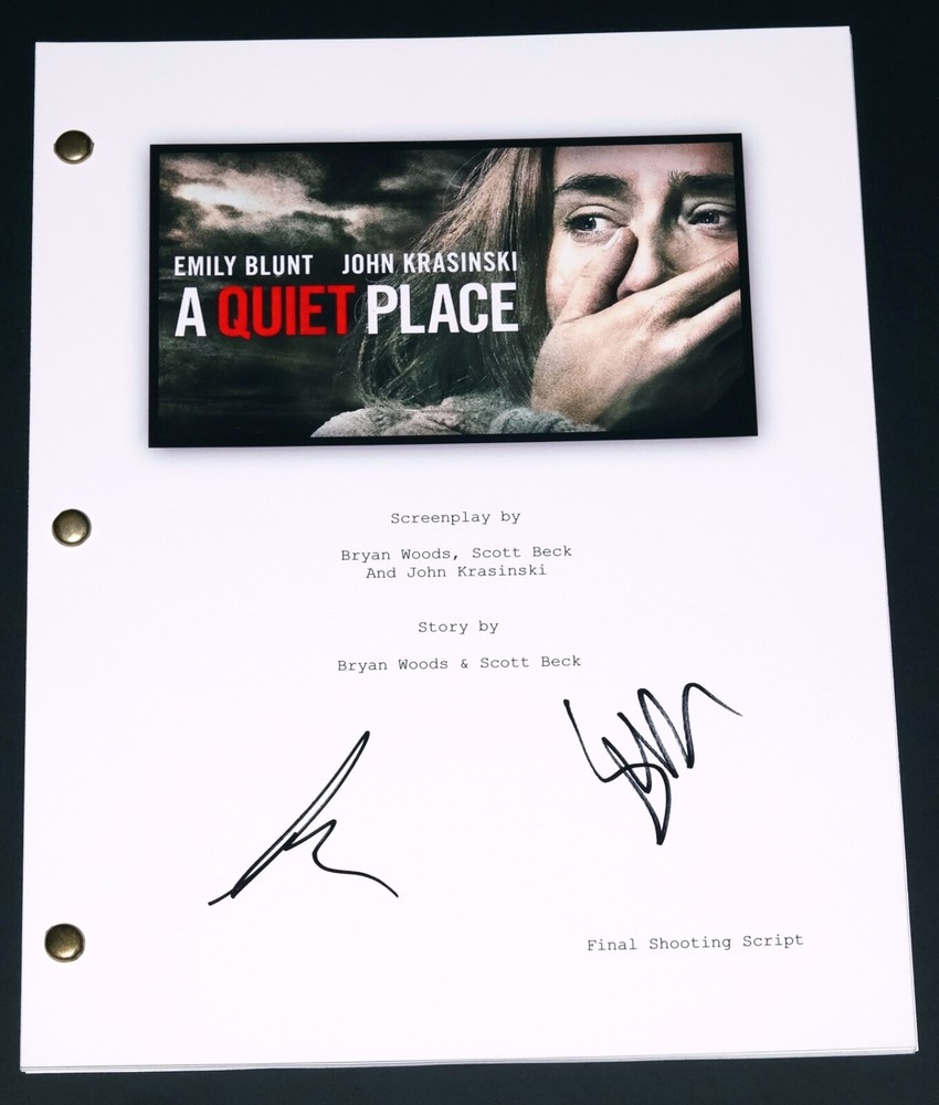 BRYAN WOODS & SCOTT BECK Signed A QUIET PLACE Full Movie SCRIPT Autograph +PROOF