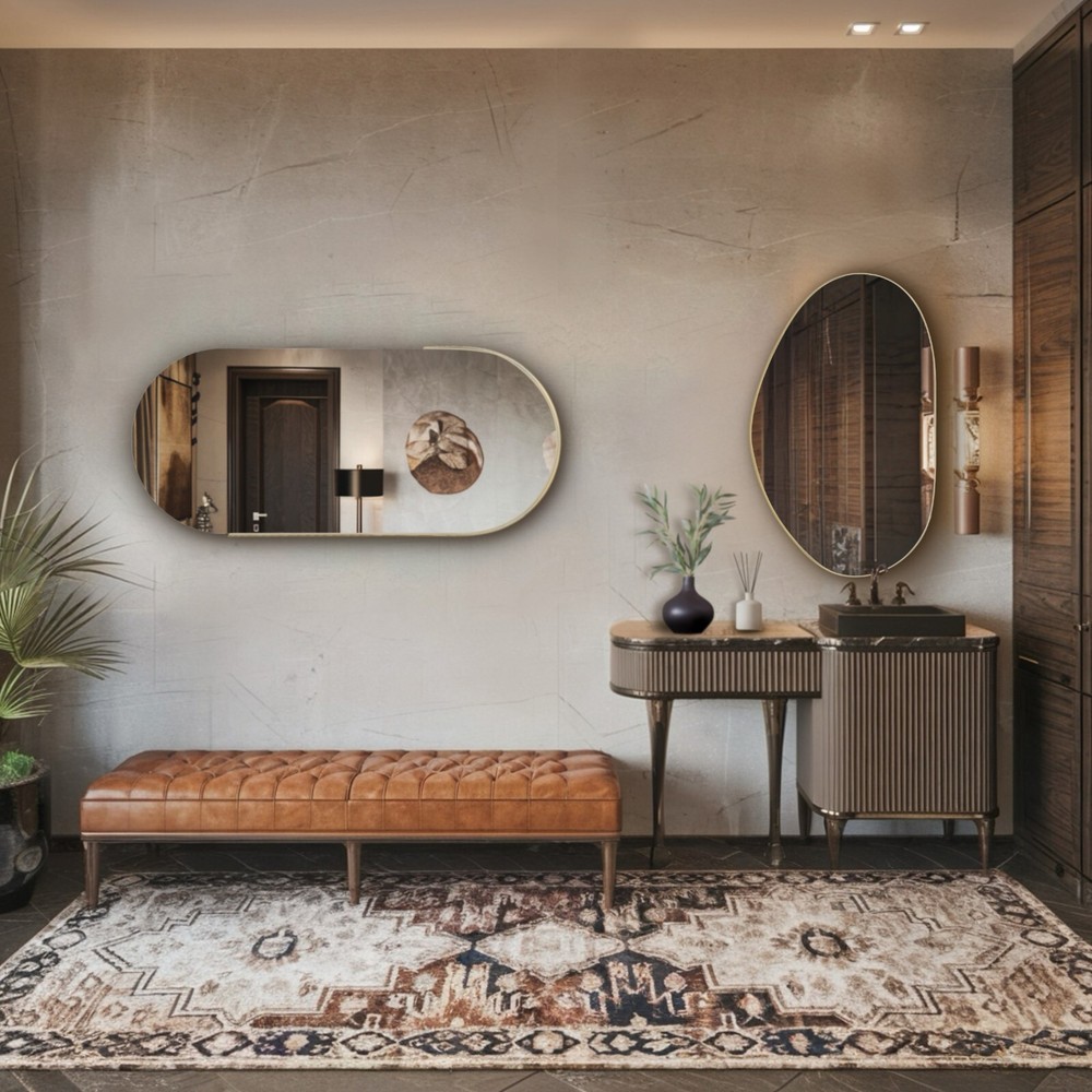 Freya Selene Asymmetrical Gold Edge Wall Mirror