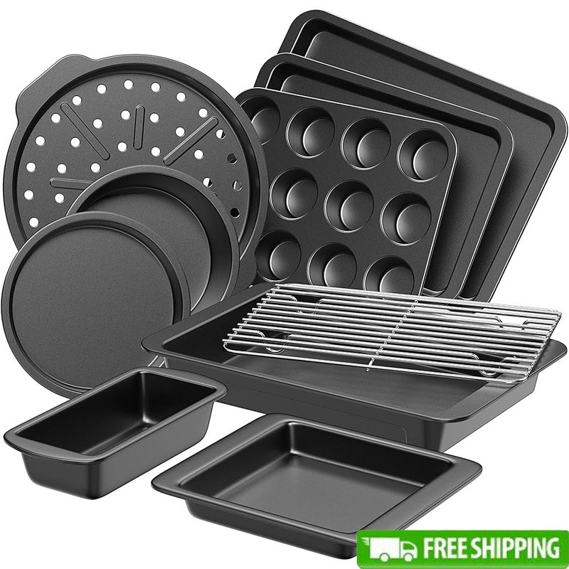 Nonstick Baking Set Heavy-Duty Cookware Stackable Bakeware Kitchen Essentials US