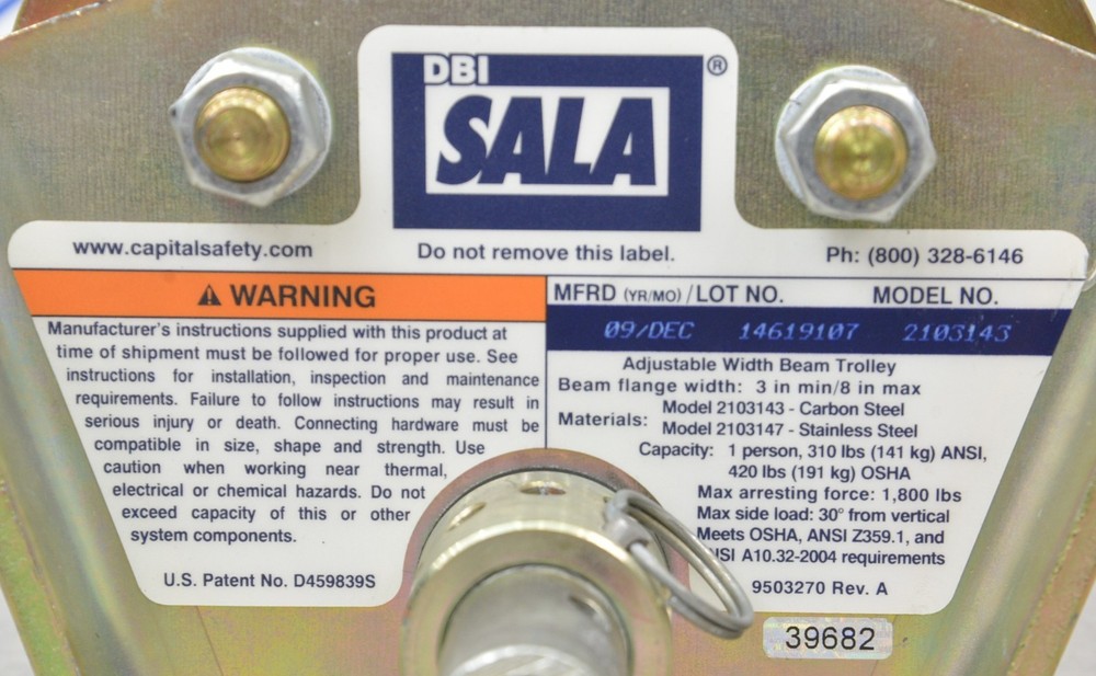 DBI Sala 2103143 Adjustable Width Beam Trolley