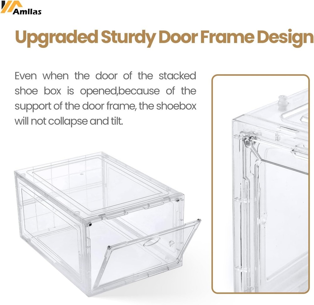 12 Pack Clear Shoe Boxes Stackable,Shoe Storage Boxes Closet,Sturdy Shoe Box