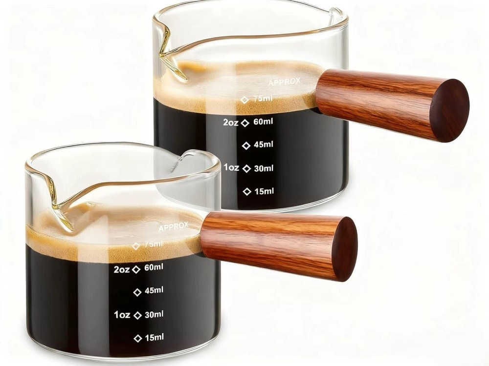 2 Pack Espresso Measuring Cups Glass, Small Double Small, Clear