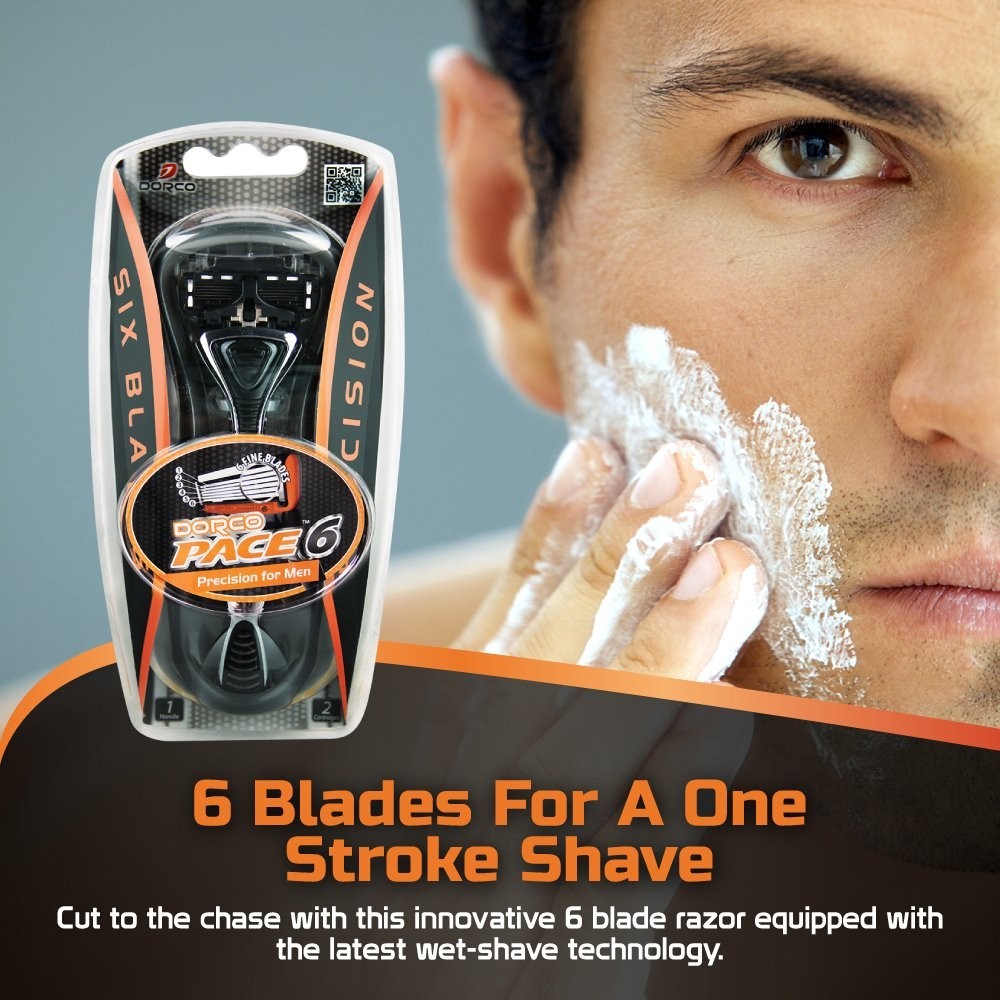 Dorco Pace 6 Six Blade Razor Blade System Value Pack 10 Pack + 1 Handle