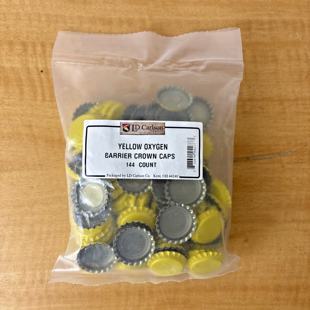 LD Carlson Yellow Oxygen Barrier Crown Caps - 144 Count