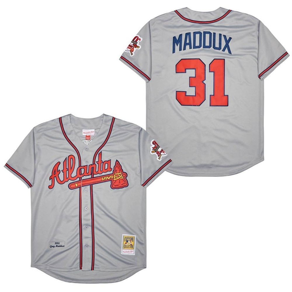 #31 Greg Maddux Jersey Retro Gray