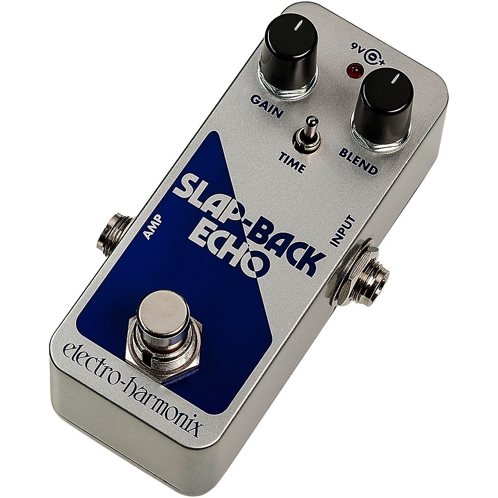 Electro-Harmonix SLAP-BACK ECHO Analog Delay Effects Pedal Silver and Blue