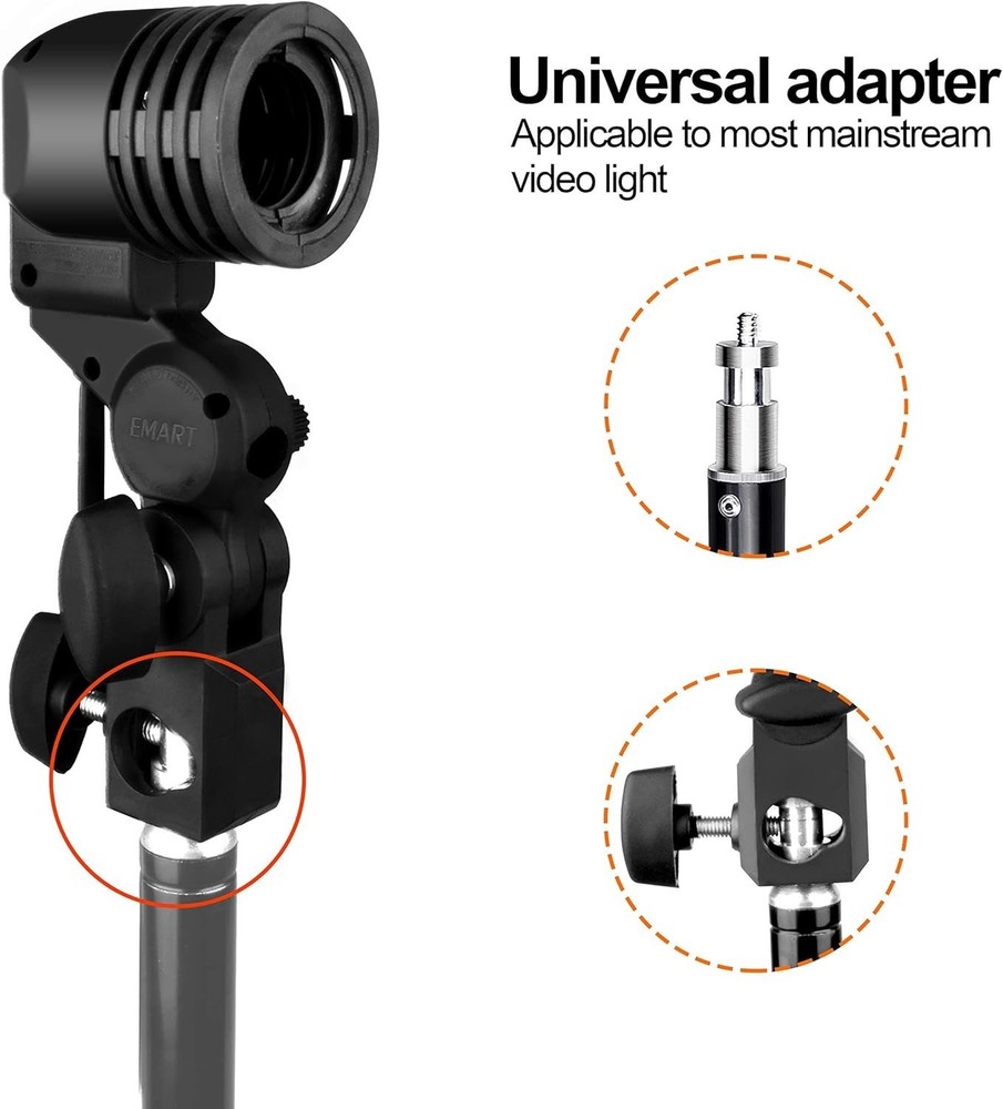 Compact Light Bulb Stand with Umbrella Support for Pro Studio Lighting - 2 Pack