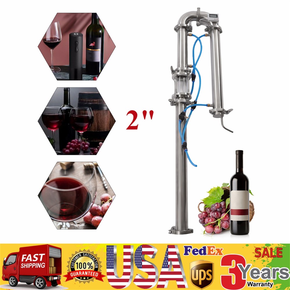 2 inch Stainless Still Moonshine Reflux Distilling Column Brew Wine Making Tool