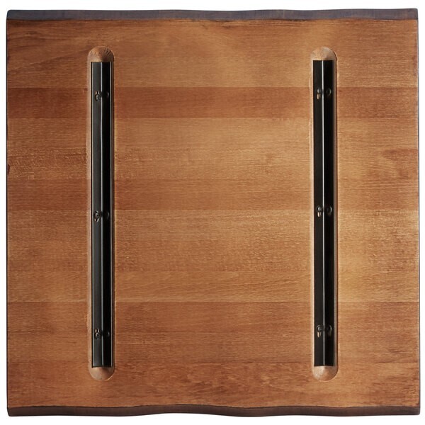 24'' Square Solid Wood Live Edge Restaurant Table Top in Walnut Wood Finish