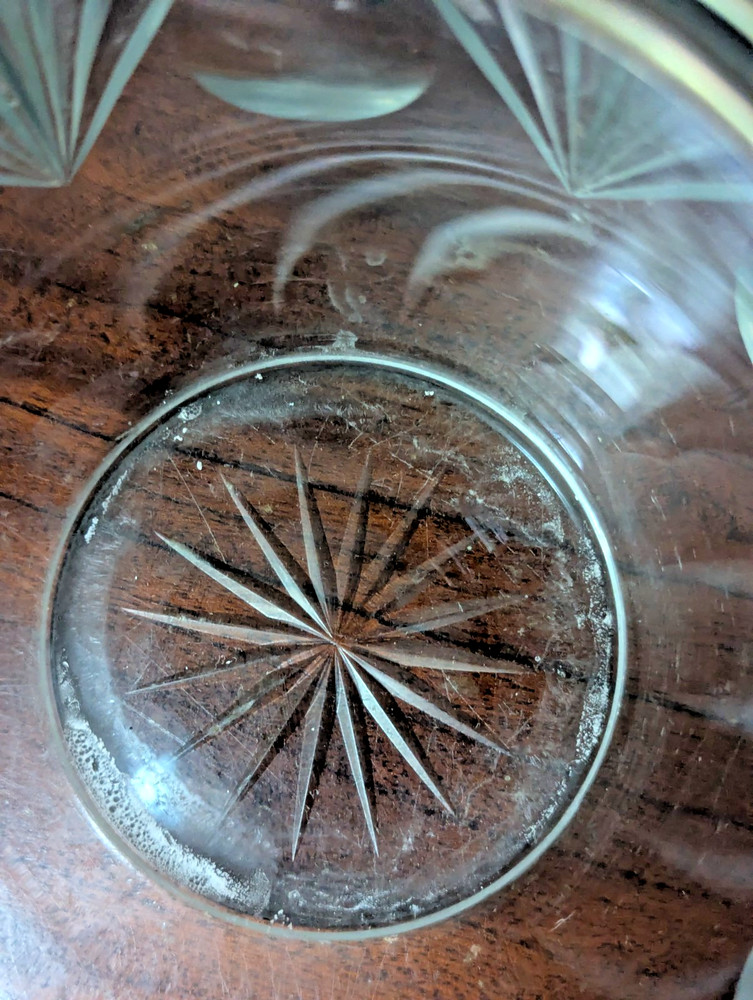 Antique Cut Glass Biscuit Jar Silverplate Lid & Handle