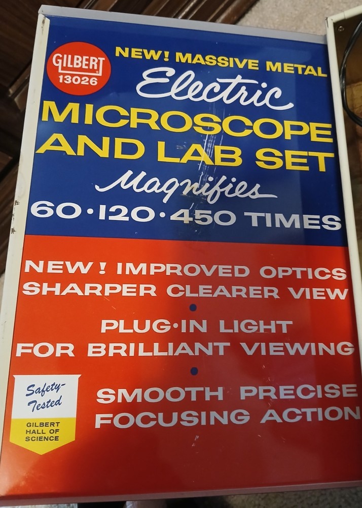 Vintage GILBERT MICROSCOPE AND LAB SET: 1960 Incomplete, Box & Microscope only