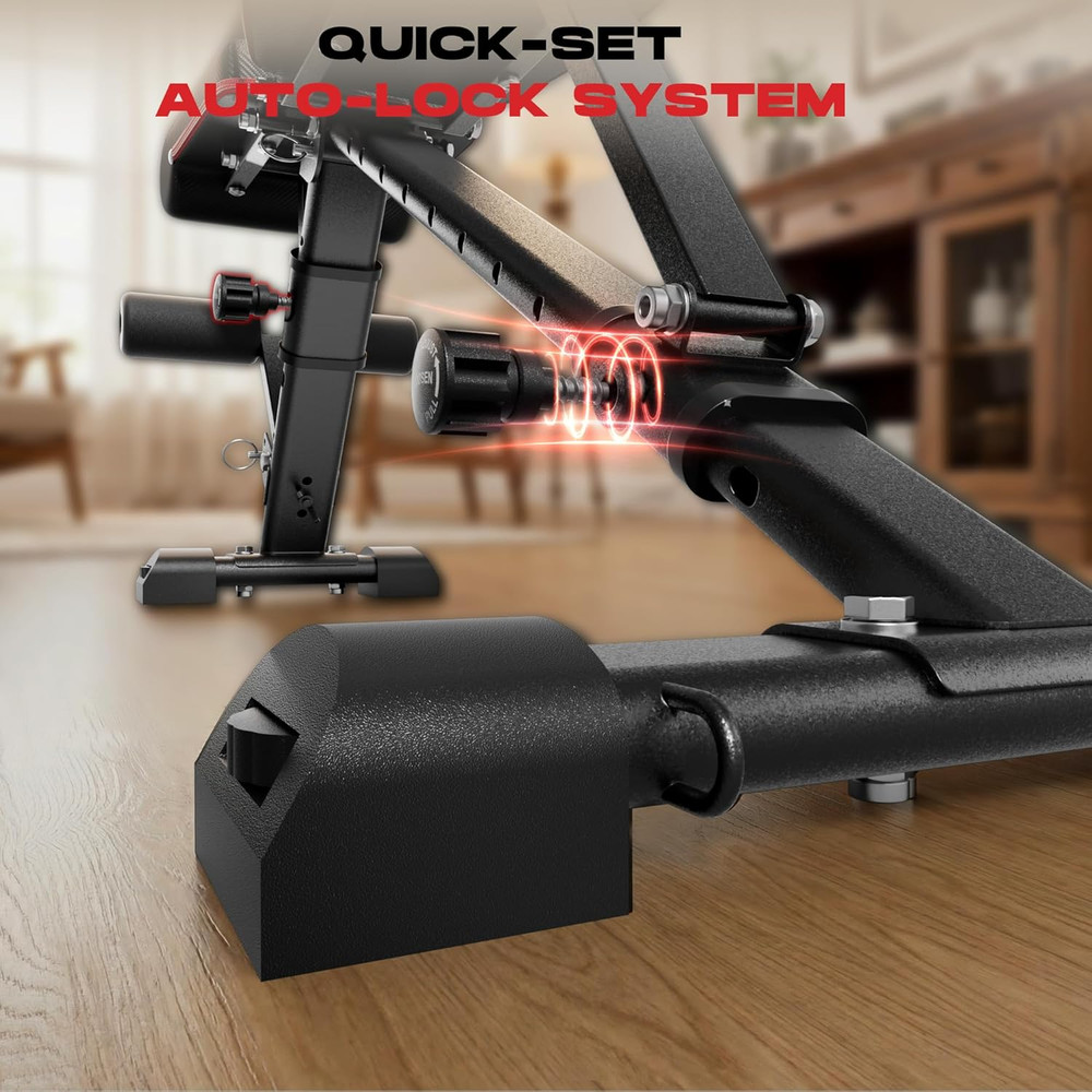 Weight Bench, 880Lbs Capacity Adjustable Workout Bench with Headrest for Bench P