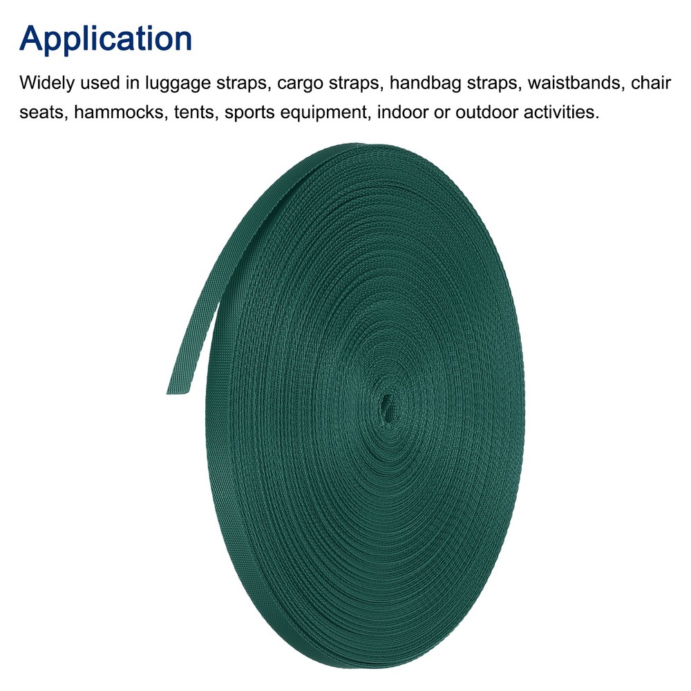 Nylon Webbing Strap Flat 3/8" 50 Yards Forest Green for Backpack Luggage-rack