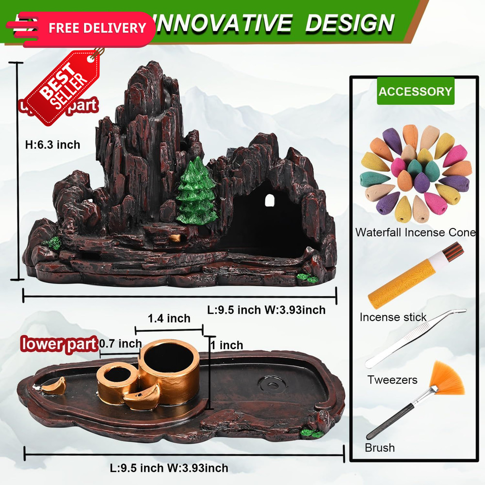 Zvaiuk Mountain Waterfall Incense Burner，Backfall Burner