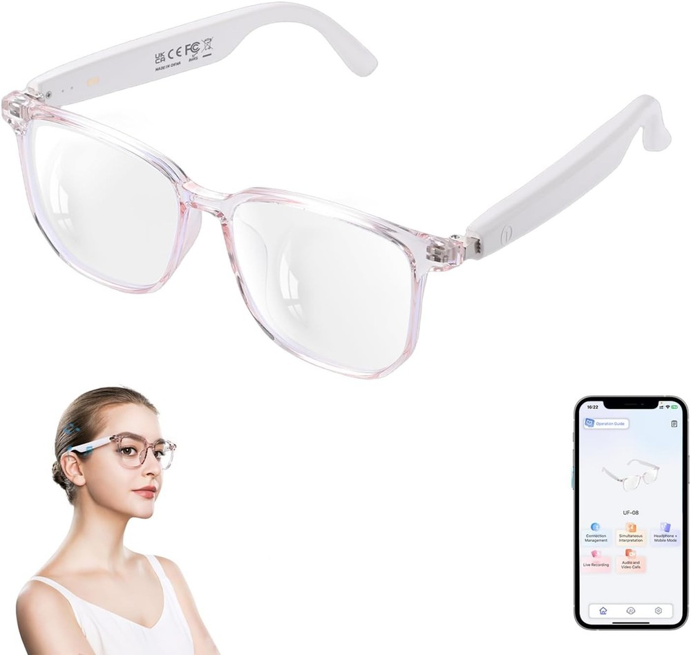 Multi-Functional AI Smart Glasses - Voice Assistant & Audio Playback, Pink
