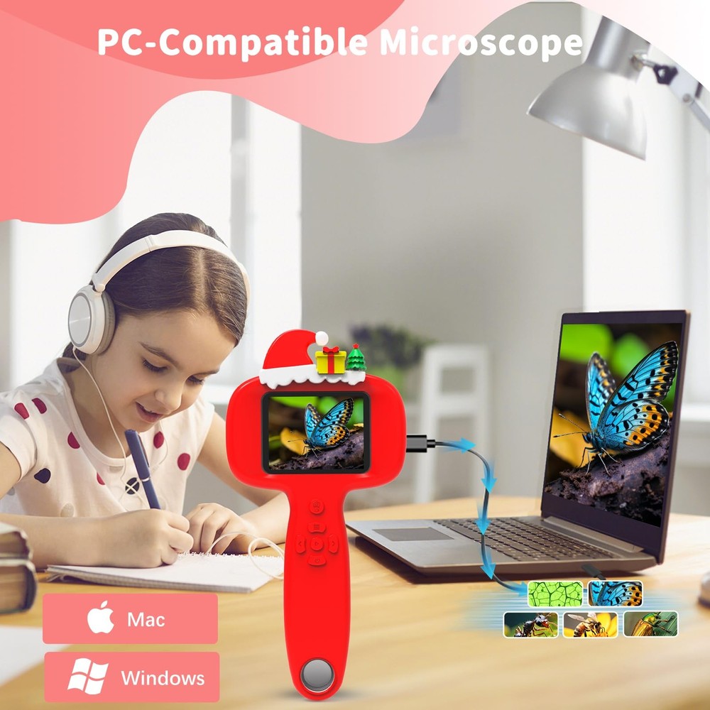Microscope for Kids, 2.4" Handheld Digital Pocket - STEM Educational Tool