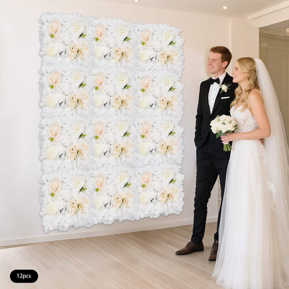 12PCS Silk Artificial Flower Wall Panels for Elegant Backdrops