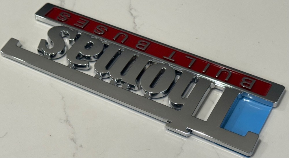 9" THOMAS BUILT BUSES EMBLEM WITH ADHESIVE BACK-OEM NOS NEW