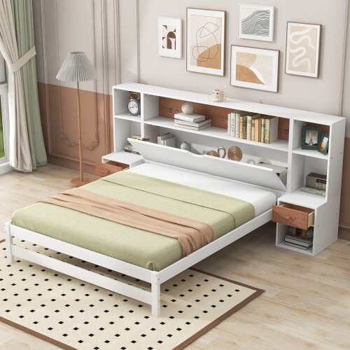 Twin Full Size Platform Bed Frame w/ Storage Headboard & Nightstand Bedroom Sets