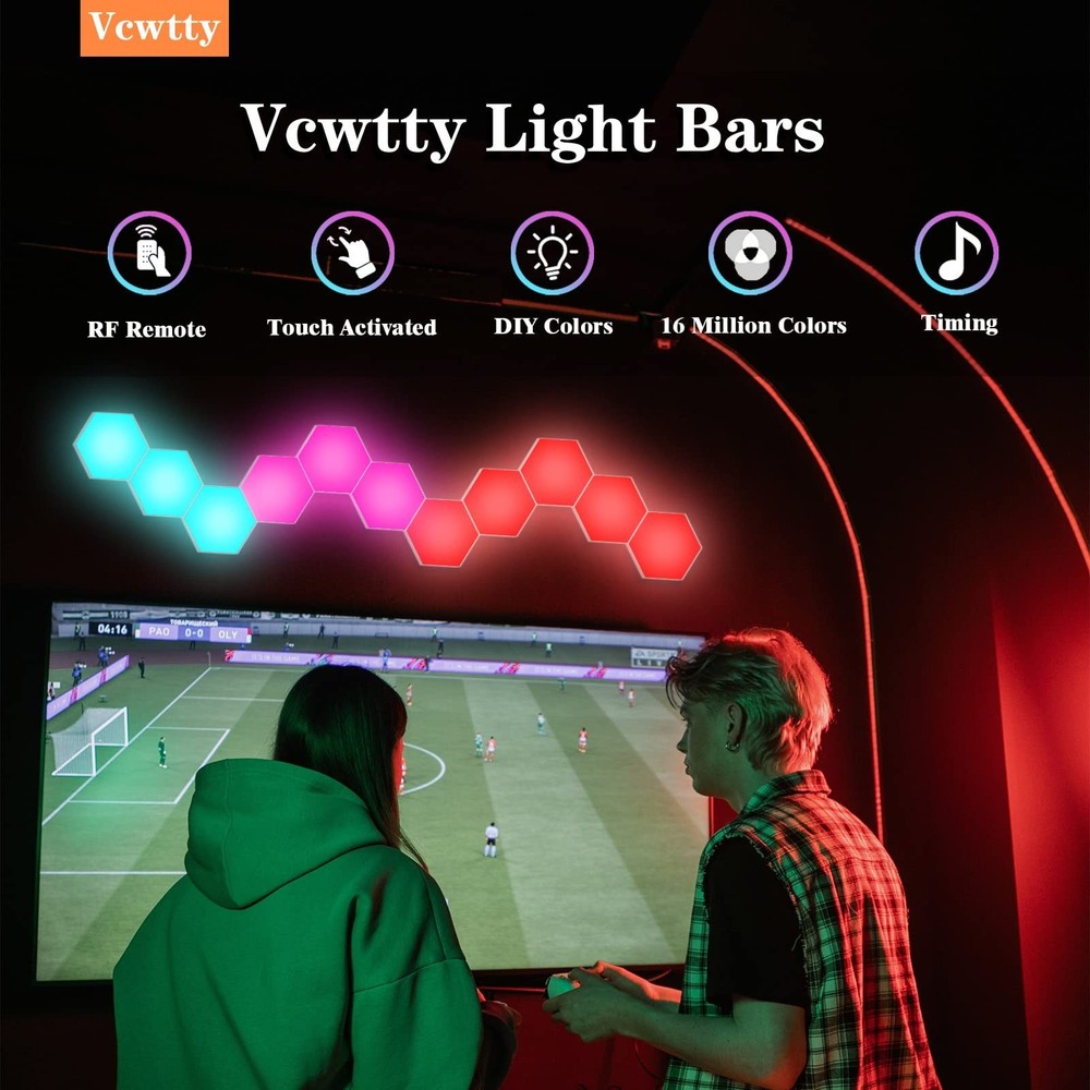 Hexagonal Wall Light Modular Touch Sensitive Lights Creative Geometry Assembl...