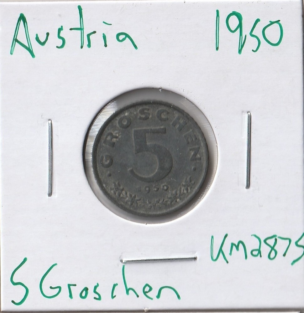Coin Austria 5 Groschen 1950 KM2875