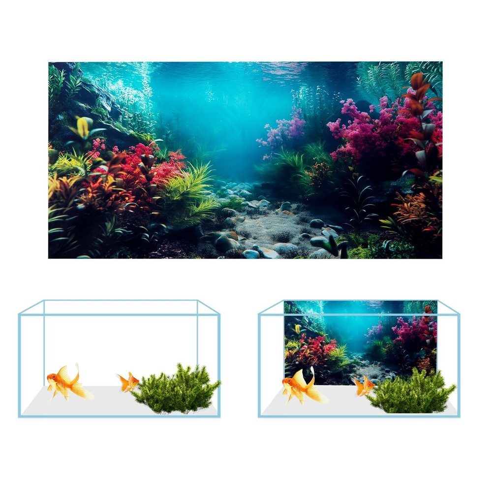COMSUN 3 Pack Aquarium Background, 24x12 inches Polyester Aquarium Background...
