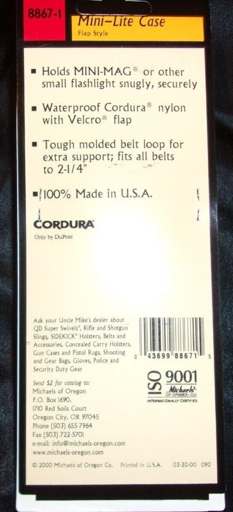 Uncle Mike's Sidekick Mini Lite Light Case flap style belt loop NEW