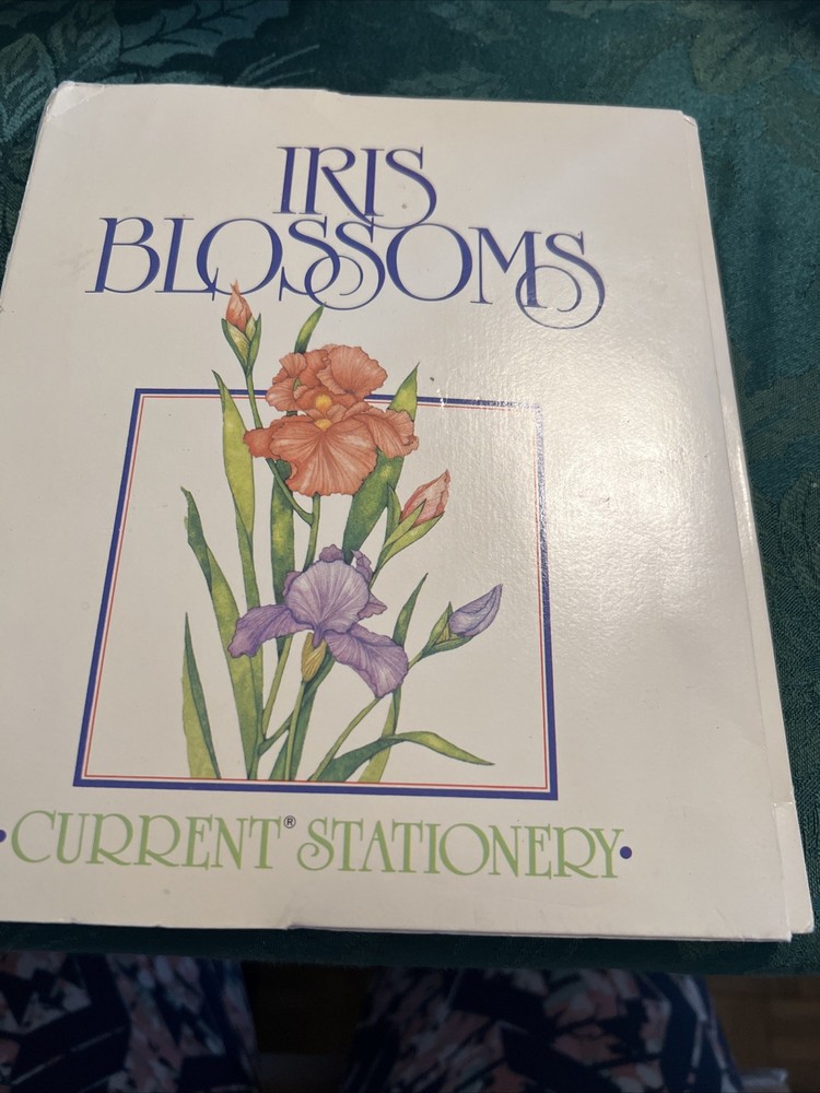 Vtg Current Stationery Set Iris Blossoms 1980
