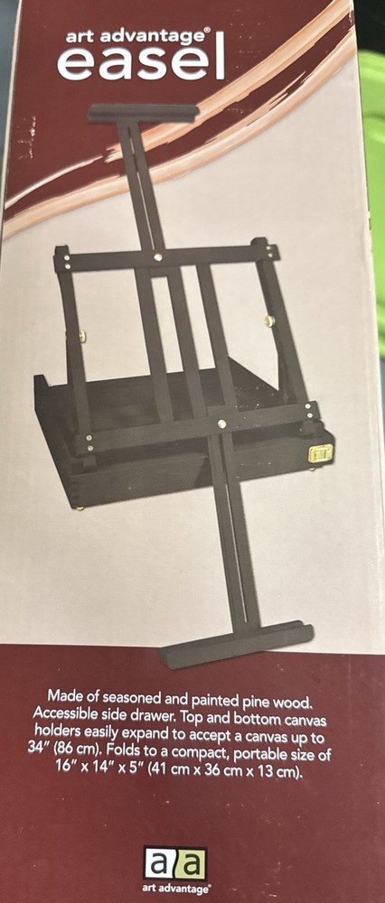 Art Advantage Multi-Angle Studio Wooden Pine Black Framed Easel Extends to 34”