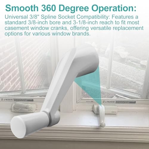 Window Handle Crank Replace,3/8" Spline Crank Handle & Tee Handle Casement