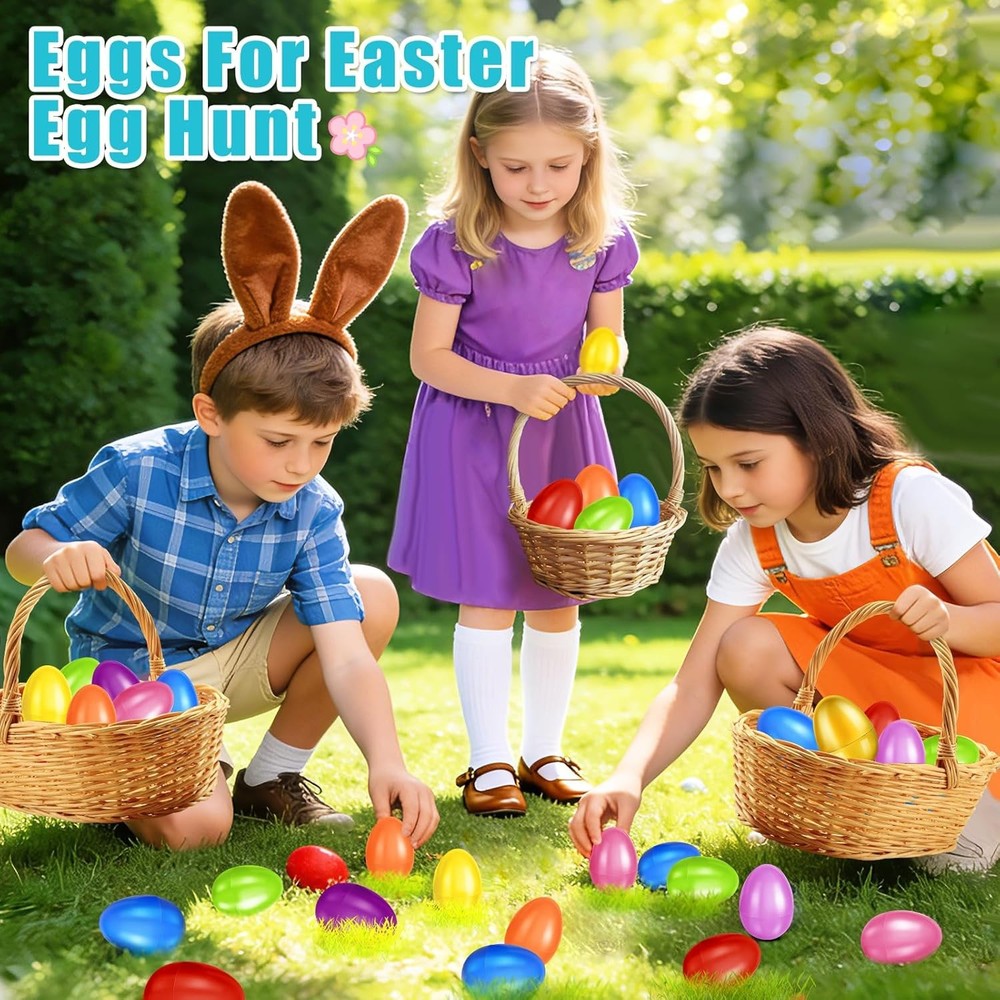61 Pcs Plastic Easter Eggs Bulk,2.3" 60 Colorful Empty Easter Eggs Fillable Plus