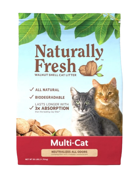 Naturally Fresh Walnut-Based Quick Clumping Multi-Cat Litter 26 lb. Bag.