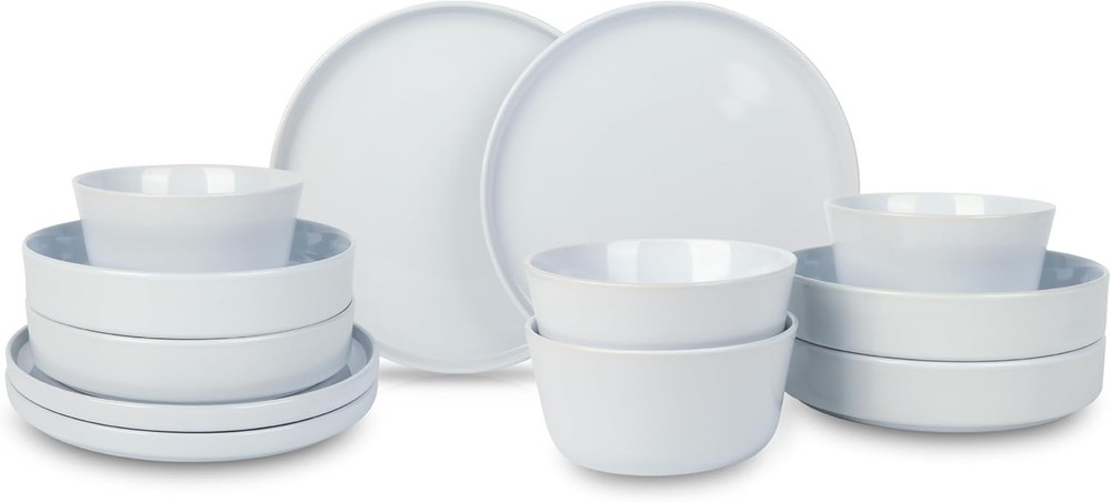 Celina Modern Stoneware 16-Piece Dinnerware Set Cereal & Dinner Bowls Dinner